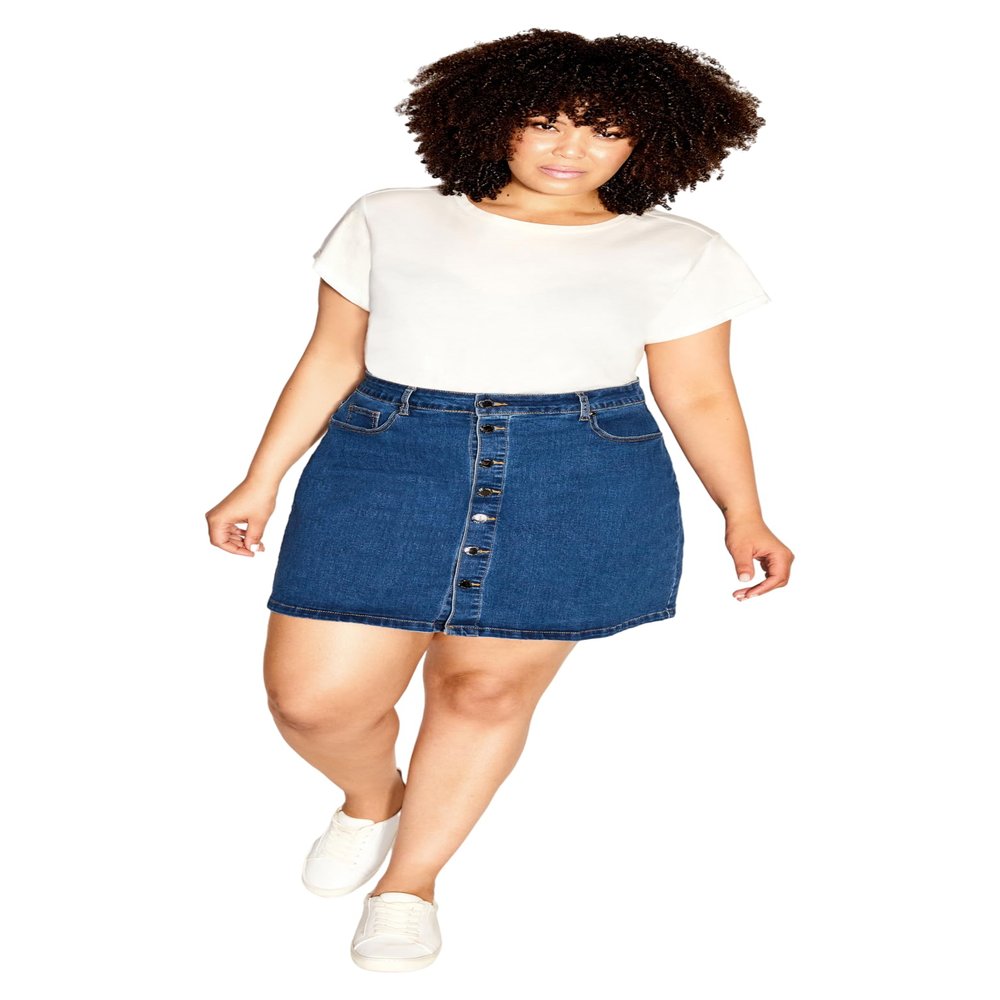 City Chic Women's Plus Size Island Denim Skirt, 18