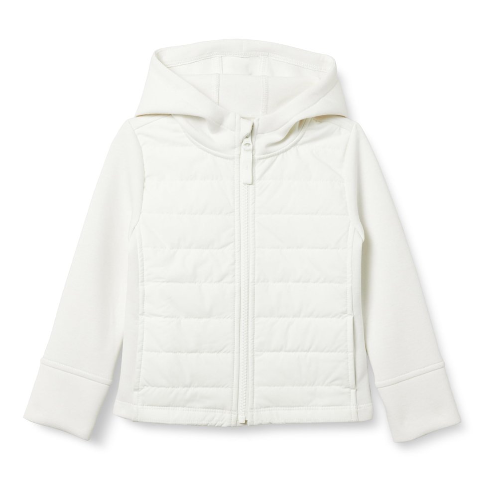 Amazon Essentials Toddler Girls' Hooded Full-Zip Active Jacket, Eggshell White, 4T