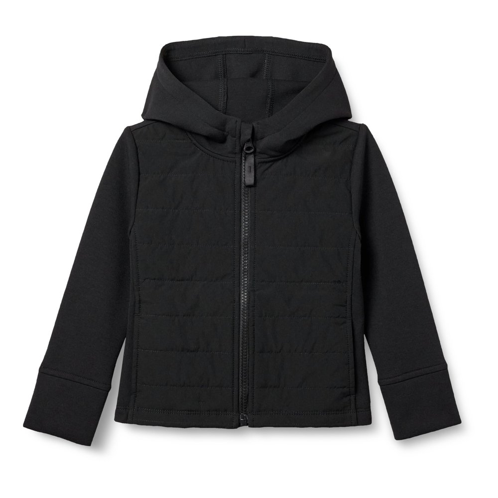 Amazon Essentials Girls' Hooded Full-Zip Active Jacket, Black, X-Small