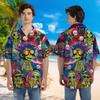 228CLOSET Alien Lovers Hawaiian Shirt for Men - Galaxy Space Button Down Shirt Men, Mens Hawaiian Shirt Set 33 Size 4XL view 2