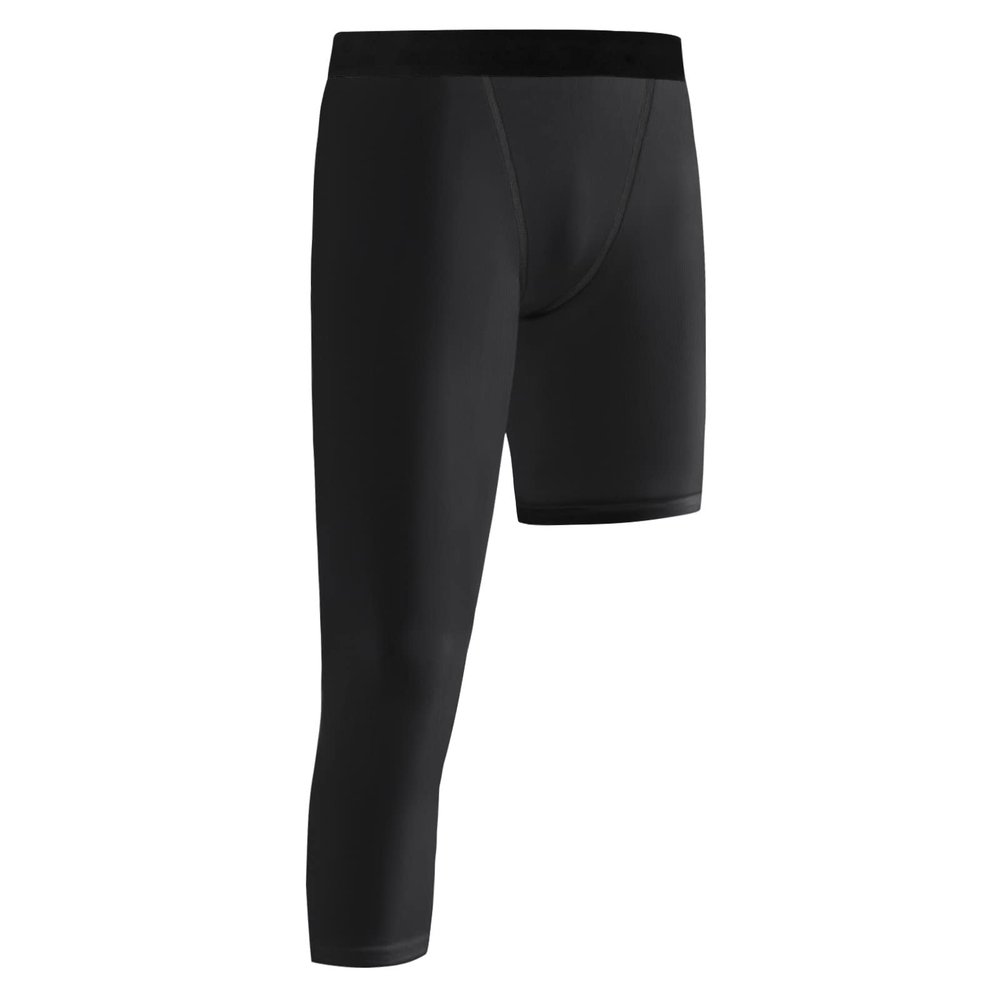 Hotfiary 3/4 Boys Youth Compression Leggings Single Leg Athletic Capris Tights Sports Base Layer for Kids Basketball