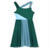 Agoky Lyrical Dance Costumes for Women Modern Contemporary Leotard Dress Mesh Overlay Shoulder Dress Green X-Large view 3