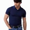 Men's Short Sleeve Cotton Slim Polo Shirt, Navy L view 1