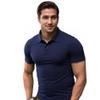 Men's Short Sleeve Cotton Slim Polo Shirt, Navy L view 2