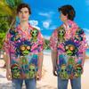 228CLOSET Alien Lovers Hawaiian Shirt for Men - Hippie Aliens Button Down Shirt Men, Mens Hawaiian Shirt Set 33 Size 3XL view 2
