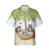 228CLOSET Raccoon Hawaiian Shirt for Men - Playing at Beach Button Down Shirt Men, Mens Hawaiian Shirt Set 32 Size L view 1