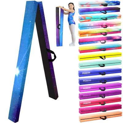 FC FUNCHEER 8FT Folding Balance Beam -Gymnastics Floor Beam - Gymnastics Equipment- Anti-Slip Bottom - Suede Cover - Carry Bag for Kids/Adults Home & Gym Center