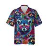 228CLOSET Neon Raccoons Hawaiian Shirt for Men - Raccoon Lovers Button Down Shirt Men, Mens Hawaiian Shirt Set 32 Size XL view 1