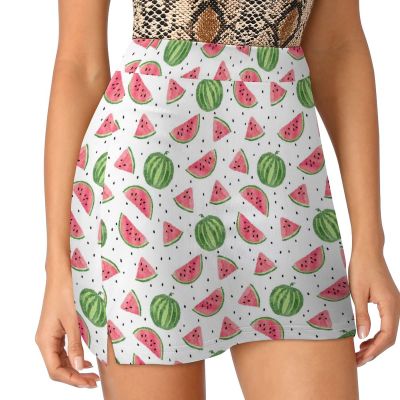 I Love Watermelon Women's Tennis Skirts Inner Shorts Elastic Sports Golf Skorts with Pockets