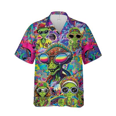 228CLOSET Alien Lovers Hawaiian Shirt for Men - Alien's Vacation Button Down Shirt Men, Mens Hawaiian Shirt Set 33 Size S