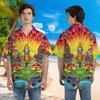 228CLOSET Alien Hawaiian Shirt for Men - Psychedelic Mushrooms Button Down Shirt Men, Mens Hawaiian Shirt Set 33 Size M view 2