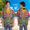 228CLOSET Hippie Alien Hawaiian Shirt for Men - Summer Button Down Shirt Men, Mens Hawaiian Shirt Set 33 Size L view 2