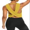 Bestisun Backless Workout Dance Tops Open Back Running Yoga Sports Clothes Active Tanks Yellow XL view 1