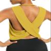 Bestisun Backless Workout Dance Tops Open Back Running Yoga Sports Clothes Active Tanks Yellow XL view 4