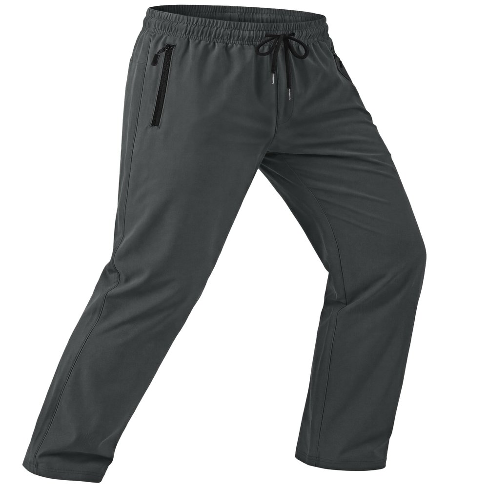 MAGCOMSEN Mens Athletic Workout Pants Lightweight Quick Dry Sweatpants Zipper Pockets Hiking Golf Running Dark Grey 30