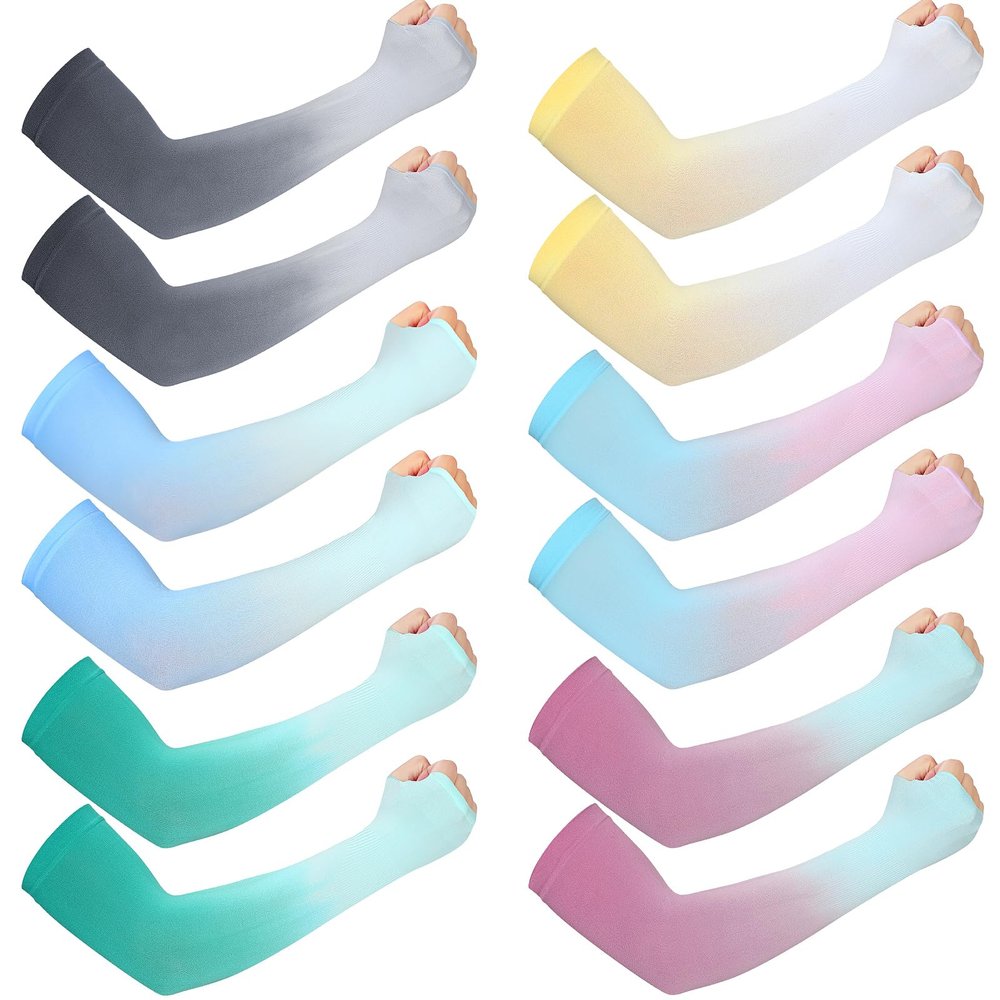 JenPen 6 Pairs UV Sun Protection Arm Sleeves to Cover Arms for Women Compression Sleeves for Men (Delicate Color,M)