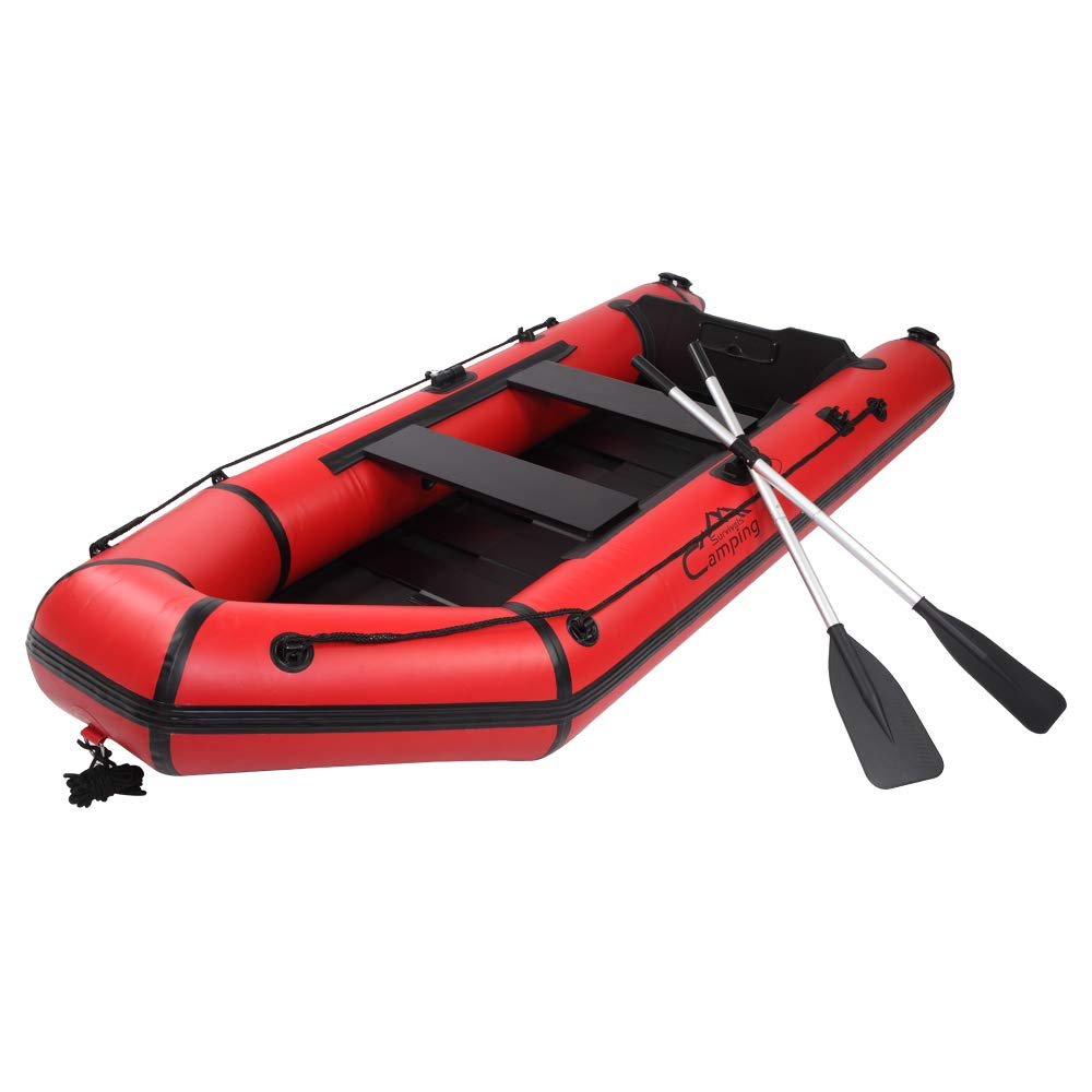 10ft PVC Inflatable Boat Sport Tender Dinghy Boat Water Adult Assault Boat (Red)