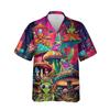 228CLOSET Alien Psychedelic Hawaiian Shirt for Men - Frog & Mushroom Button Down Shirt Men, Mens Hawaiian Shirt Set 33 Size 4XL view 1