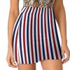 DENFY Women's Tennis Skirt Red White and Blue Stripes Golf Skorts Skirts with Shorts Pockets Workout Sports view 1