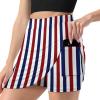 DENFY Women's Tennis Skirt Red White and Blue Stripes Golf Skorts Skirts with Shorts Pockets Workout Sports view 2
