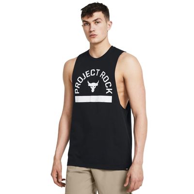 Under Armour Men's Project Rock Payoff Graphic Sleeveless T Shirt, (001) Black / / White, Medium