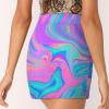 DENFY Psychedelic 80's 90's Holographic Marbling Women's Tennis Skirt Golf Skorts Skirts Athletic Skirts with Shorts Pockets view 4