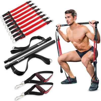Spike Home Exercise kit 8 Resistance Bands Set up to 200Kg for Biceps Chest Legs Abs Triceps Shoulder Tummy Gym Equipment Set for Home Workout (Spike Home Exercise Kit)