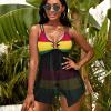 TAIZIYEAH Women Two Piece Swimsuit Ghana Flag Sexy Push Up Split Skirt Suit Bikini Set S view 2