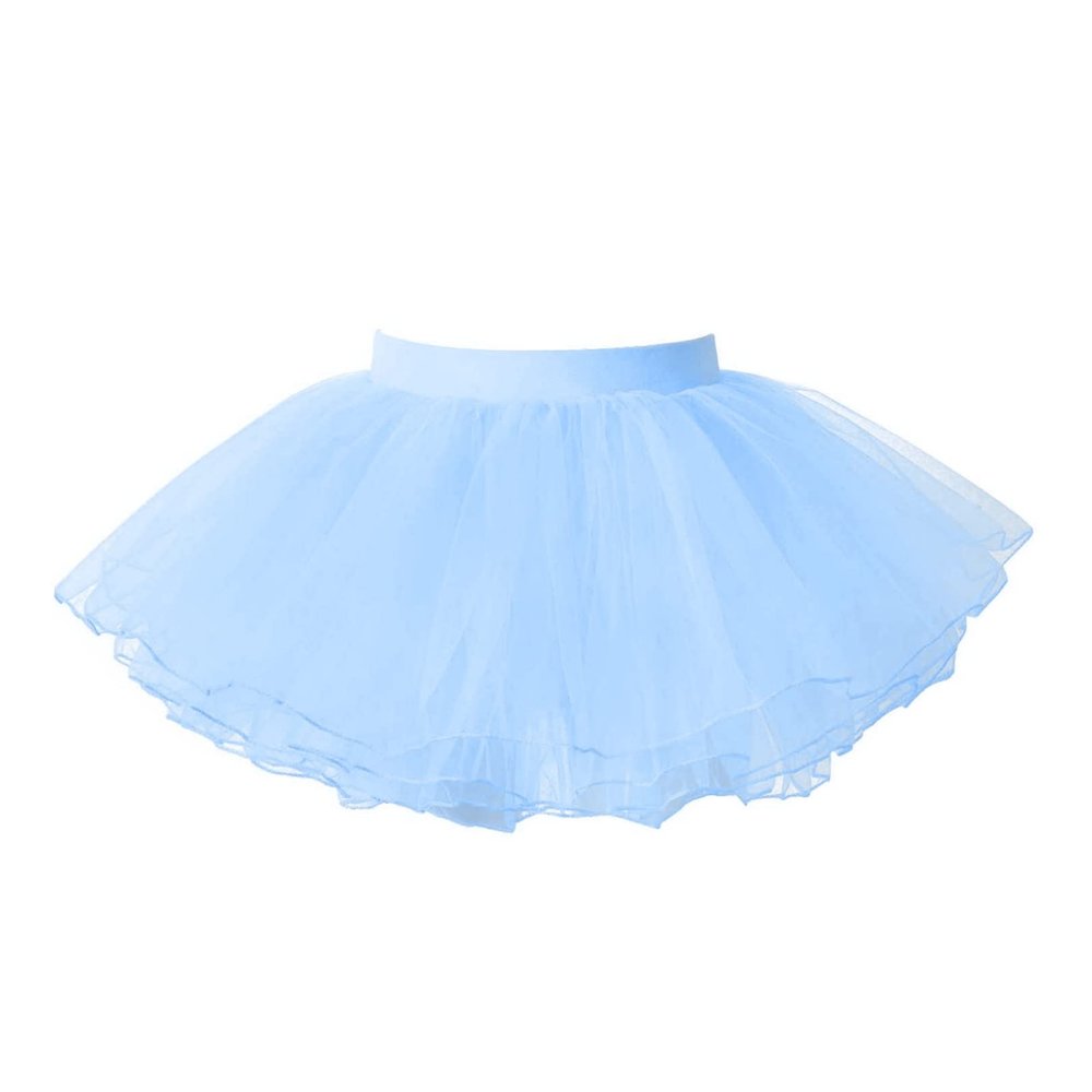 JEATHA Girls Tutu Skirt Ballet Full Circle Tulle Layered Mesh Skirts Princess Dance Party Dress Up Dancewear Sky Blue 6-11 Years