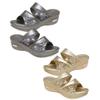 1pair Women Summer Wedge Slippers Thick Sole Fish Mouth Sandals for Casual Beach Wear Stylish Open Toe Design Comfortable Footwear with Chic Shiny Decor Gold view 1