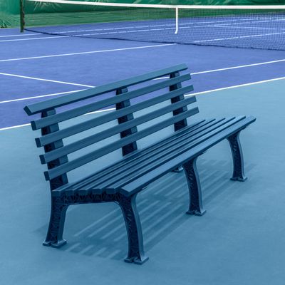 Vermont Tennis Court Bench - 3 & 4 Seater | Standard or Backless (Standard, Navy Blue, 4 Seater)
