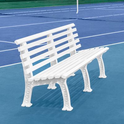 Vermont Tennis Court Bench - 3 & 4 Seater | Standard or Backless (Standard, White, 4 Seater)