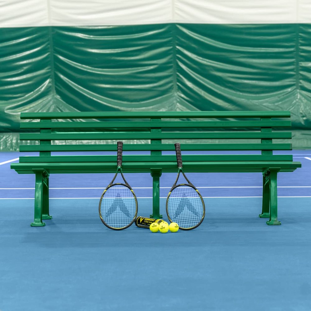 Vermont Tennis Court Bench - 3 & 4 Seater | Standard or Backless (Standard, Green, 4 Seater)