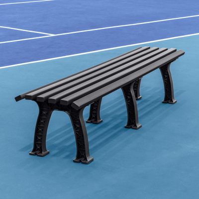 Vermont Tennis Court Bench - 3 & 4 Seater | Standard or Backless (Backless, Black, 4 Seater)