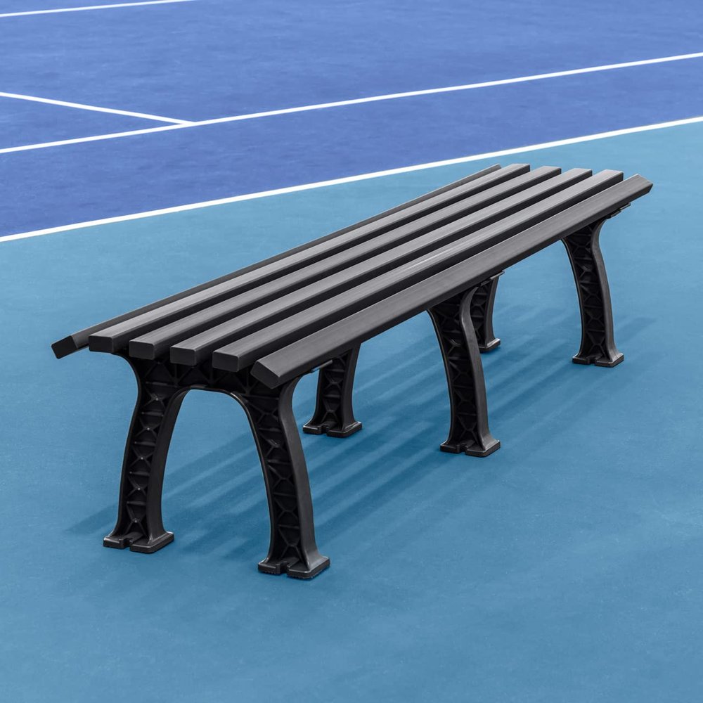 Vermont Tennis Court Bench - 3 & 4 Seater | Standard or Backless (Backless, Black, 4 Seater)