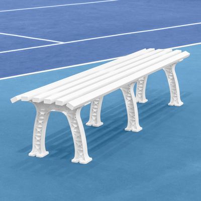 Vermont Tennis Court Bench - 3 & 4 Seater | Standard or Backless (Backless, White, 4 Seater)