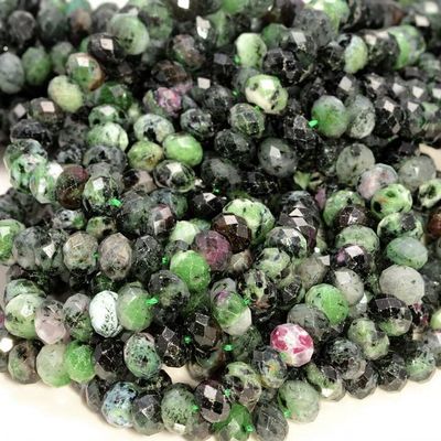 8x6MM Ruby Zoisite Gemstone Grade AB Micro Faceted Rondelle Loose Beads 15.5 inch Full Strand CHIK-STNRD-28556