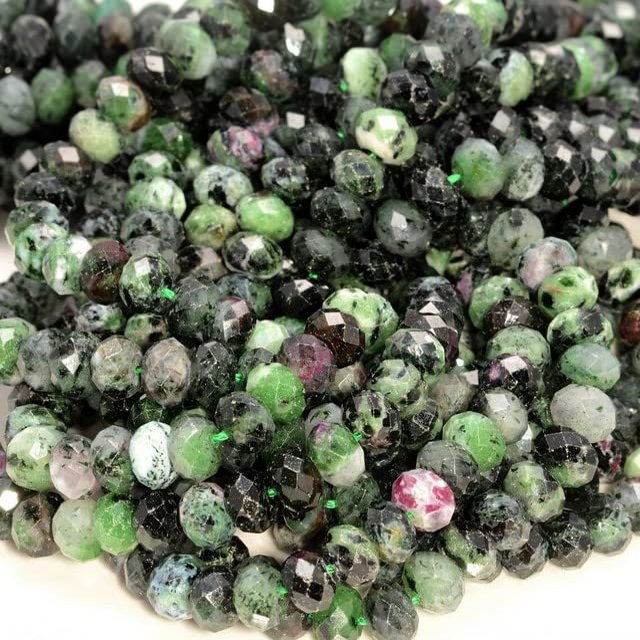 8x6MM Ruby Zoisite Gemstone Grade AB Micro Faceted Rondelle Loose Beads 15.5 inch Full Strand CHIK-STNRD-28556