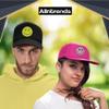 ALLNTRENDS 2 Pcs Caps Smiley and Girl Smiley Face Embroidered Trucker Hat Adjustable Snapback (1 Smiley Black 1 Girl Smiley Face Neon Pink) view 2
