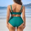 Charmo Maternity Swimsuits Two Piece High Waist Maternity Bikini Set V Neck Pregnancy Bathing Suit S Green view 2