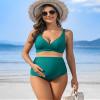 Charmo Maternity Swimsuits Two Piece High Waist Maternity Bikini Set V Neck Pregnancy Bathing Suit S Green view 3