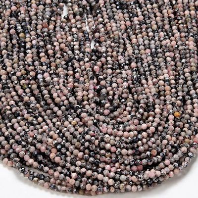 2MM Natural Rhodonite Gemstone Grade A Micro Faceted Round Loose Beads 15 inch Full Strand CHIK-STNRD-28506