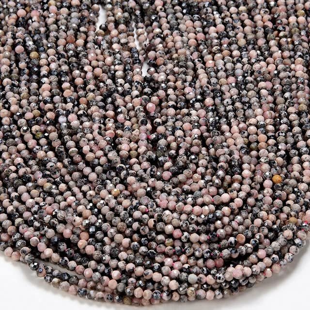 2MM Natural Rhodonite Gemstone Grade A Micro Faceted Round Loose Beads 15 inch Full Strand CHIK-STNRD-28506
