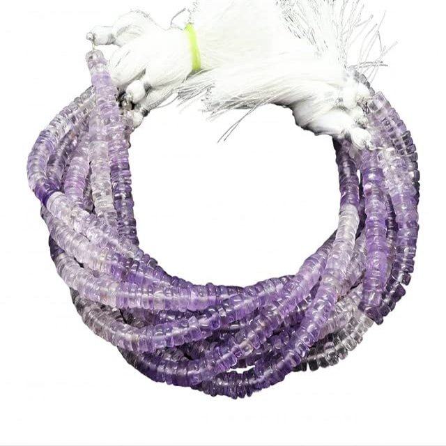AAA Natural Shaded Amethyst Heishi Washer Beads, 6-6.5MM Amethyst Gemstone Beads, 8 Inch Shaded Amethyst Wheel Beads CHIK-STNRD-27610