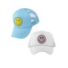 ALLNTRENDS 2 Pcs Caps Smiley and Girl Smiley Face Embroidered Trucker Hat Adjustable Snapback (1 Smiley Sky Blue 1 Girl Smiley Face White)