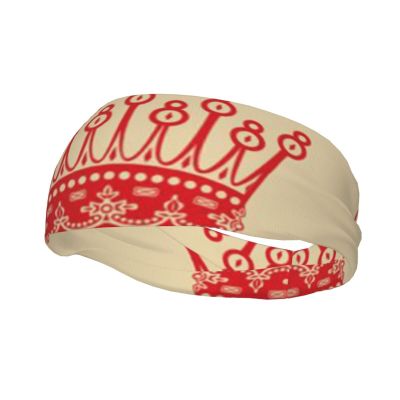 red Crown Printed Men's Sports Headbands Women Workout Sweatbands Moisture Wicking Hair Bands Travel Fitness Basketball