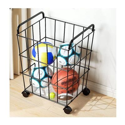 GRRICEPL Rolling SportsBall Storage Car, with Basketball Storage Bin for Indoor Outdoor Rolling Exercise Ball Cart Holder for Gym School Club (Color : Black, Size : 38x28x54cm-B)