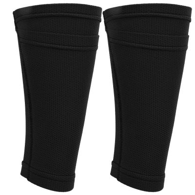 Soccer Shin Guard Socks, Black Leg Guard Socks, Nylon Breathable Calf Shin Guard Covers, Double Layer Leg Performance Support Football Calf Sleeves for Kicking Balls, Running, Cycling(L)