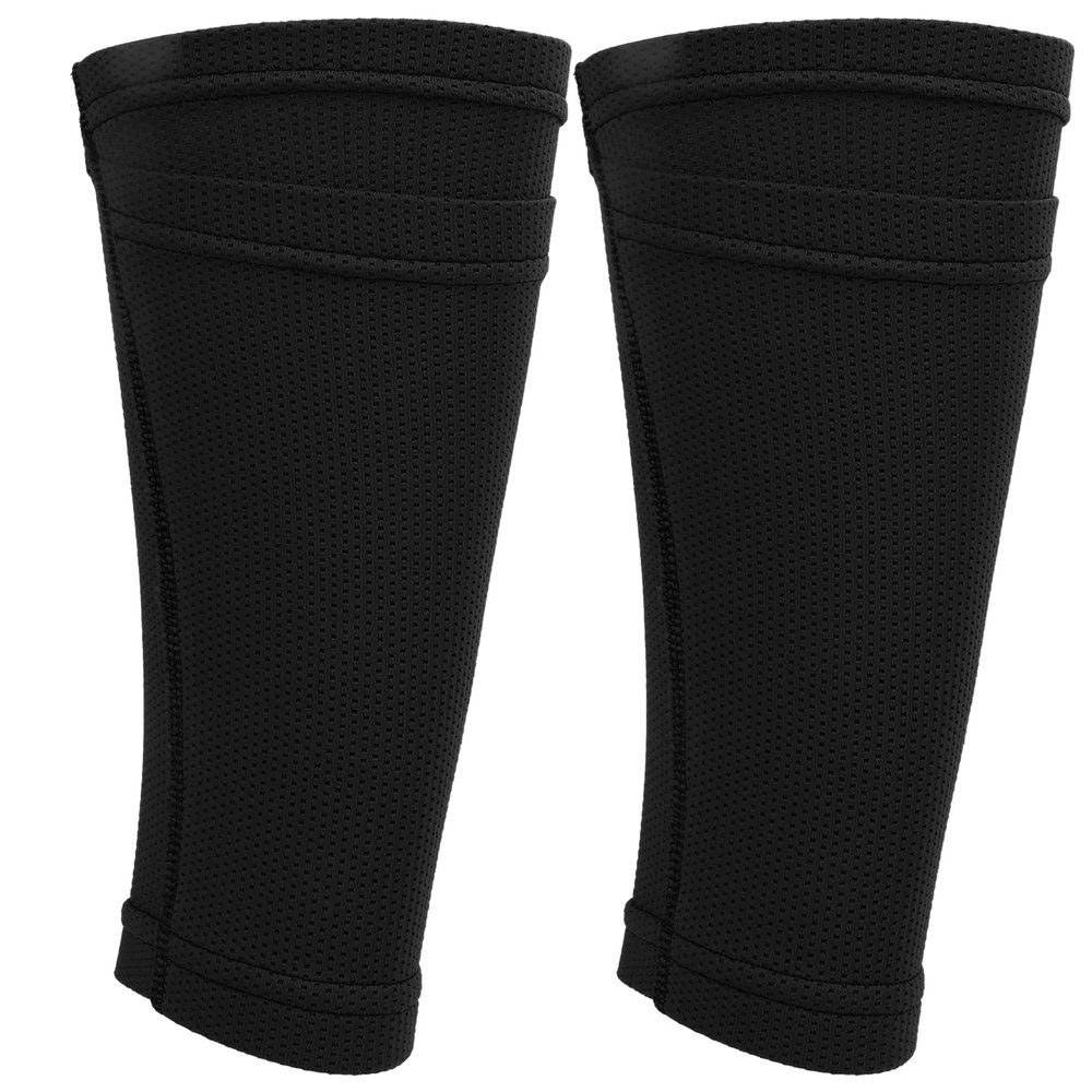 Soccer Shin Guard Socks, Black Leg Guard Socks, Nylon Breathable Calf Shin Guard Covers, Double Layer Leg Performance Support Football Calf Sleeves for Kicking Balls, Running, Cycling(L)