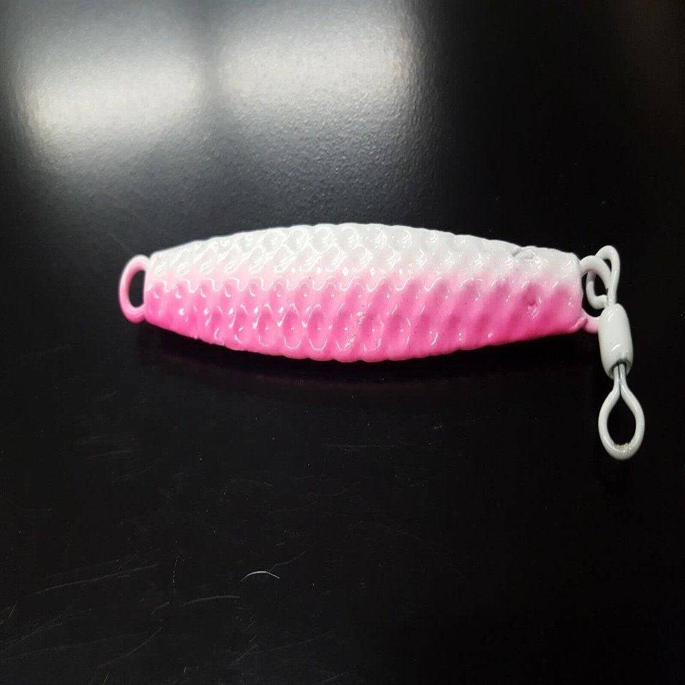 5 Hammered Diamond AVA Vertical Jigging Bluefish Striper Fishing Lures - Wh/Pk 3oz